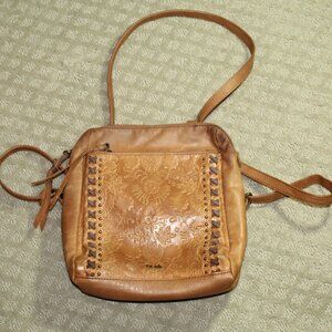 The Sak Loyola Embossed Leather Convertible Mini Backpack Crossbody Bag Purse